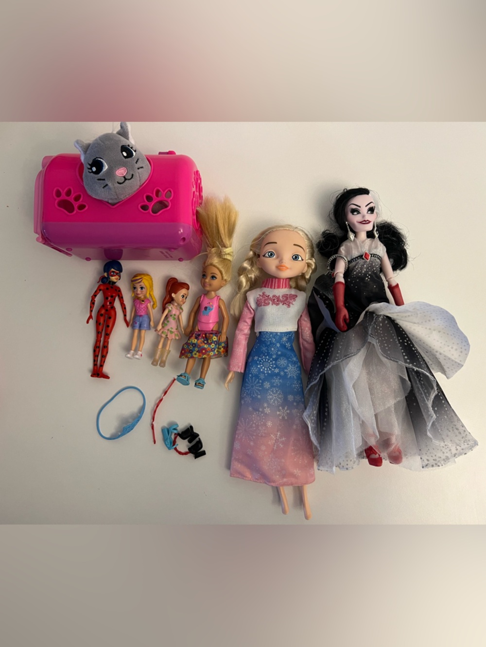 Disney Villains Style Series Cruella De Vil Doll Lot - Frozen Elsa, Ladybug.